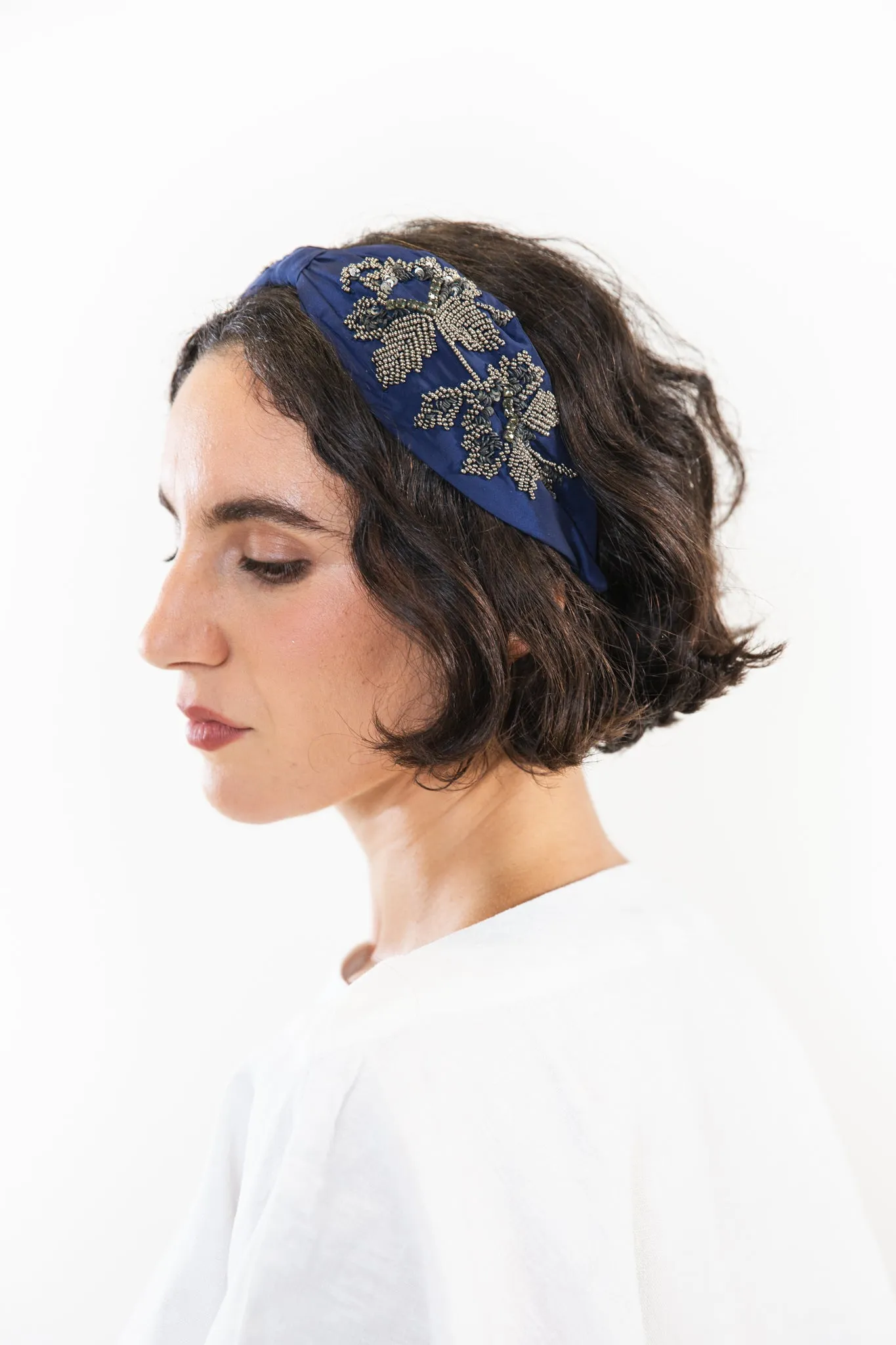 Hard Embroidered Headband | Hazel