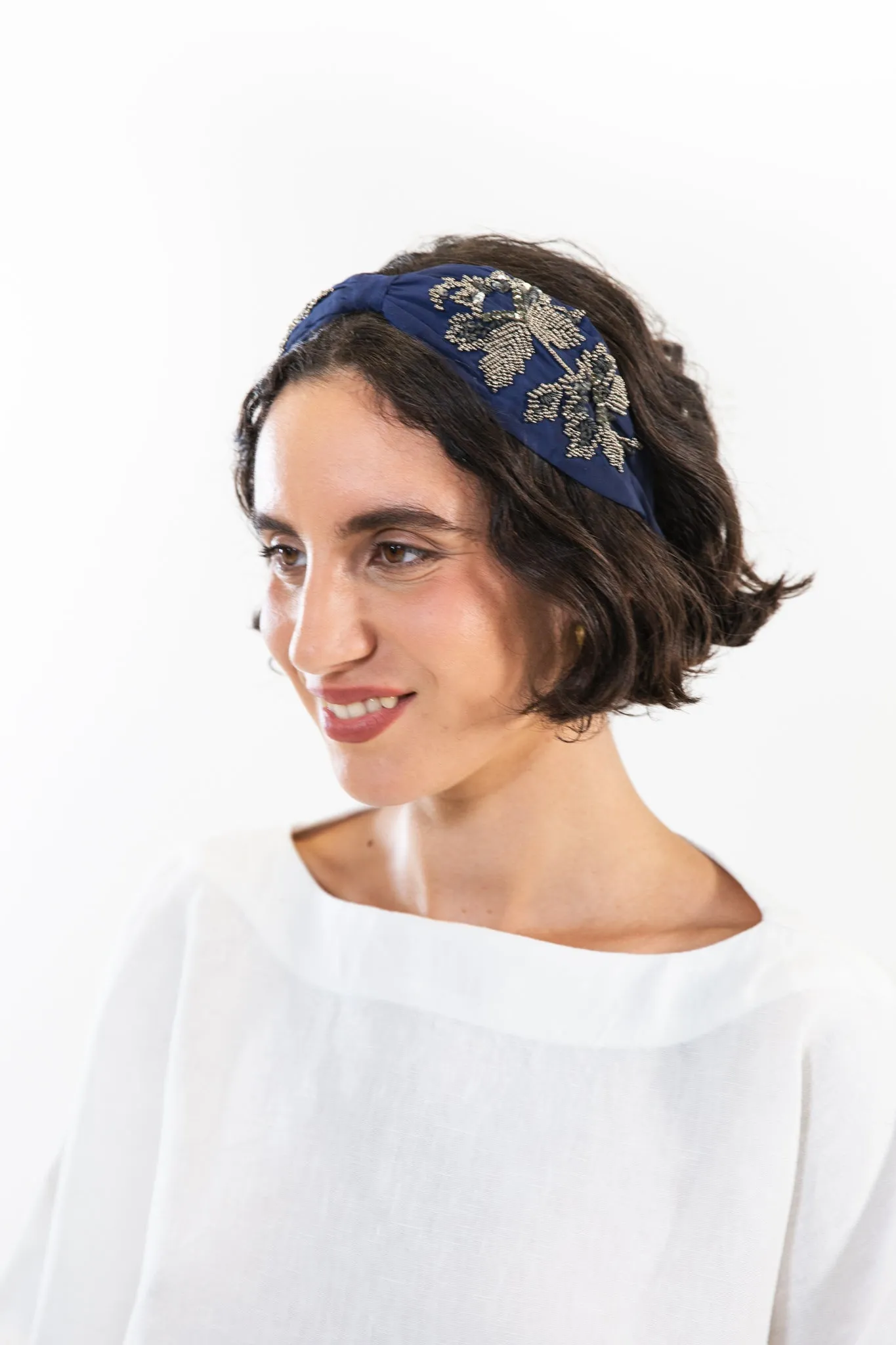 Hard Embroidered Headband | Hazel