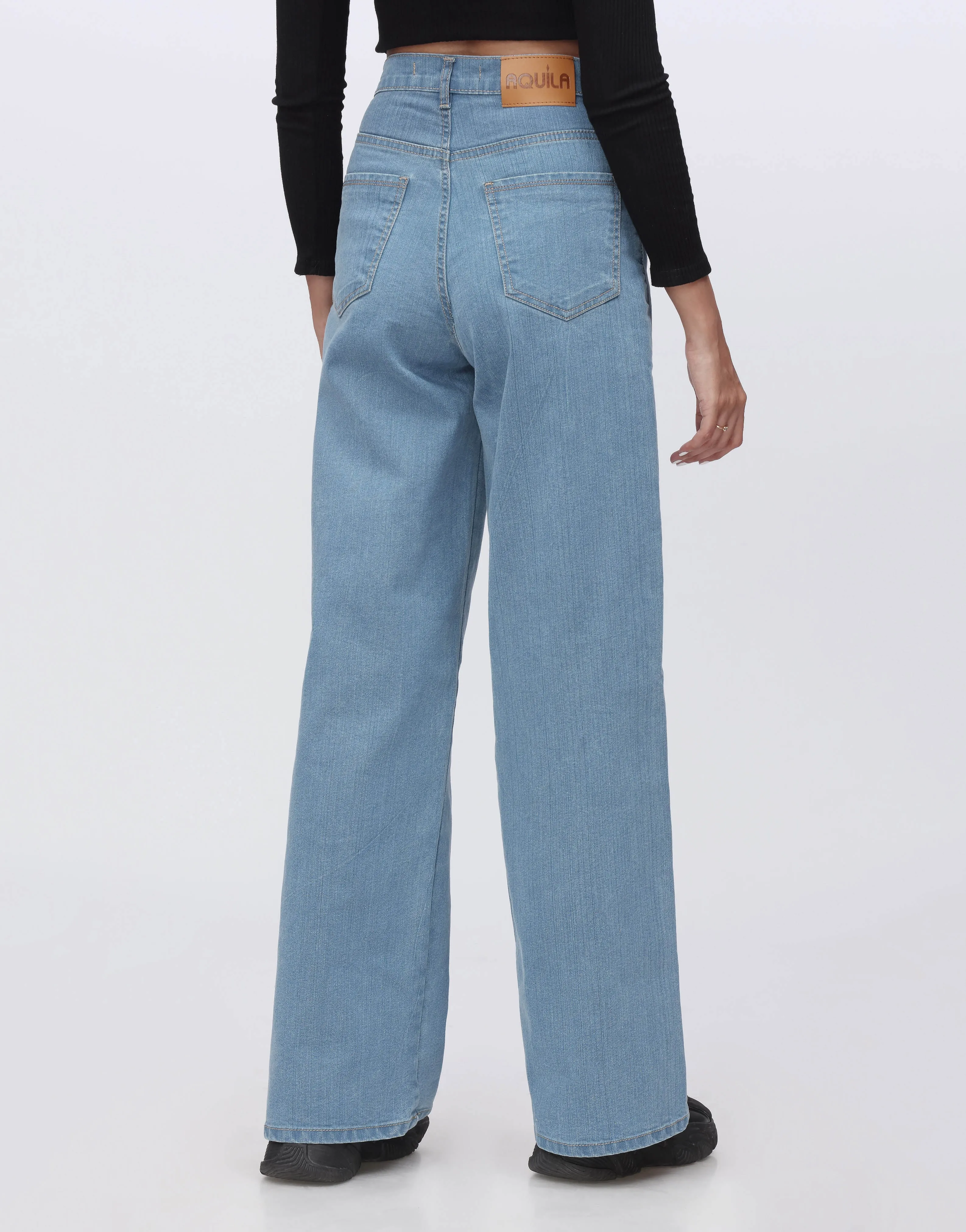 High Rise Wide Leg Jeans Medium Wash