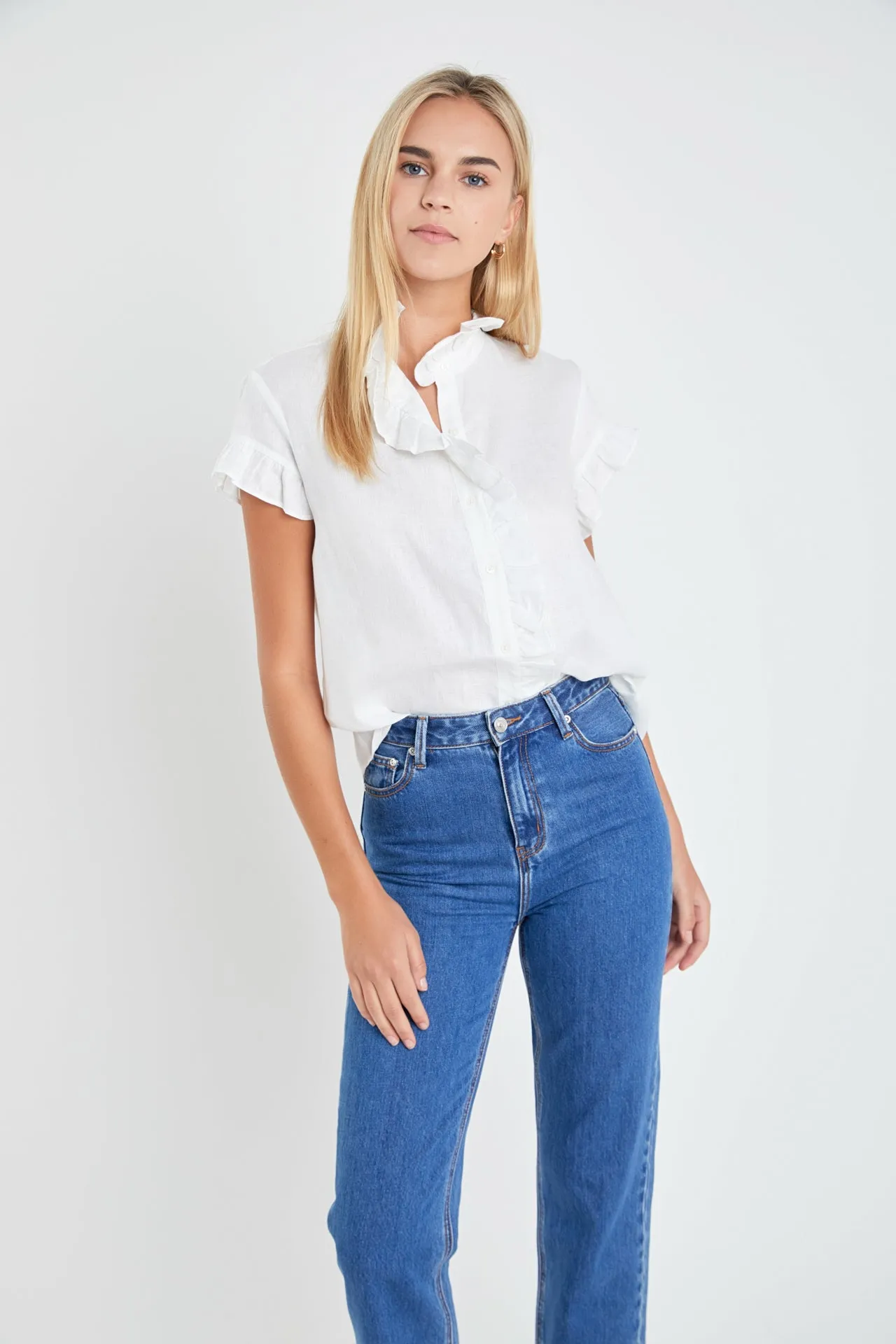 Linen Ruffle Shirt