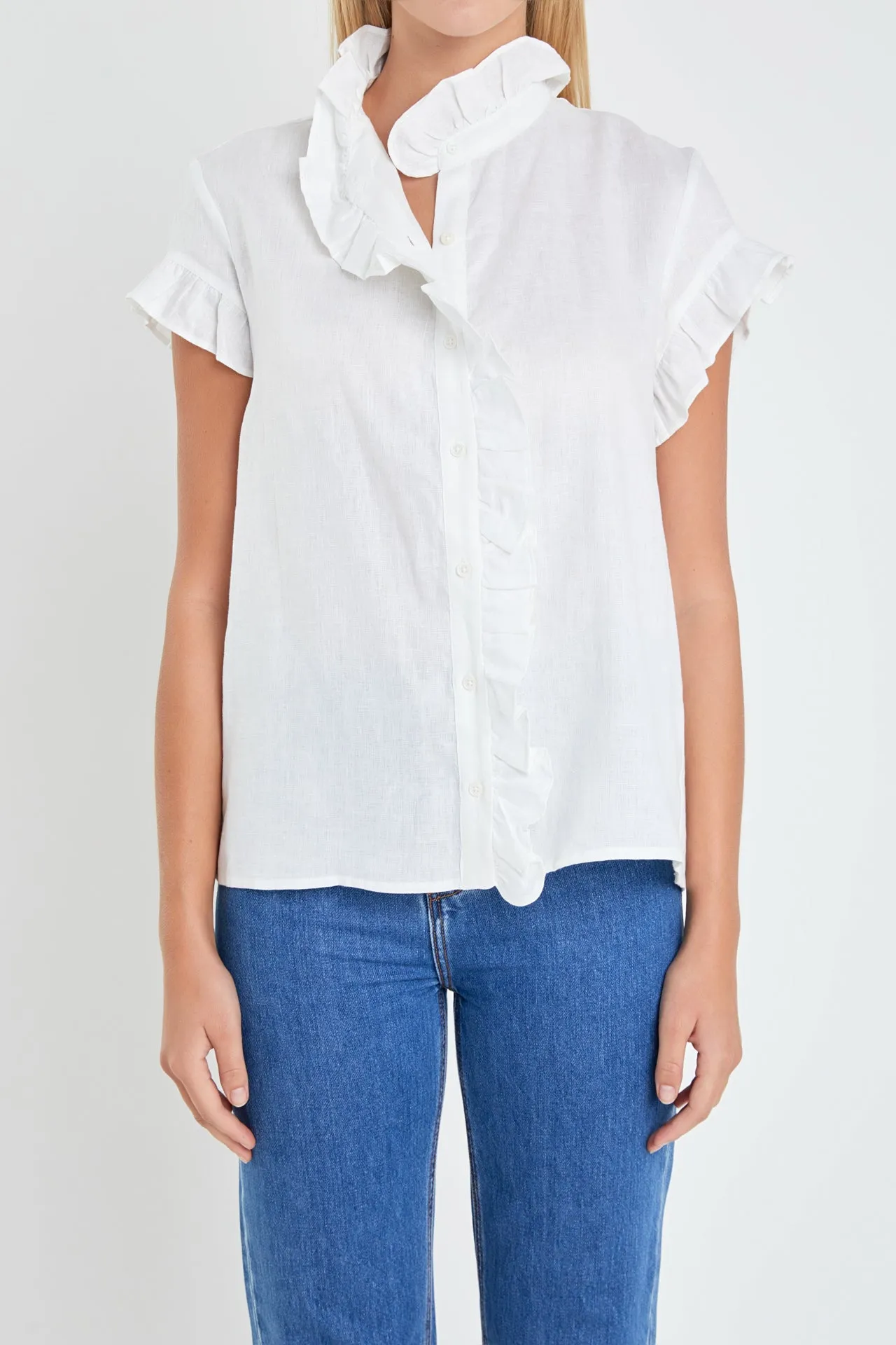 Linen Ruffle Shirt