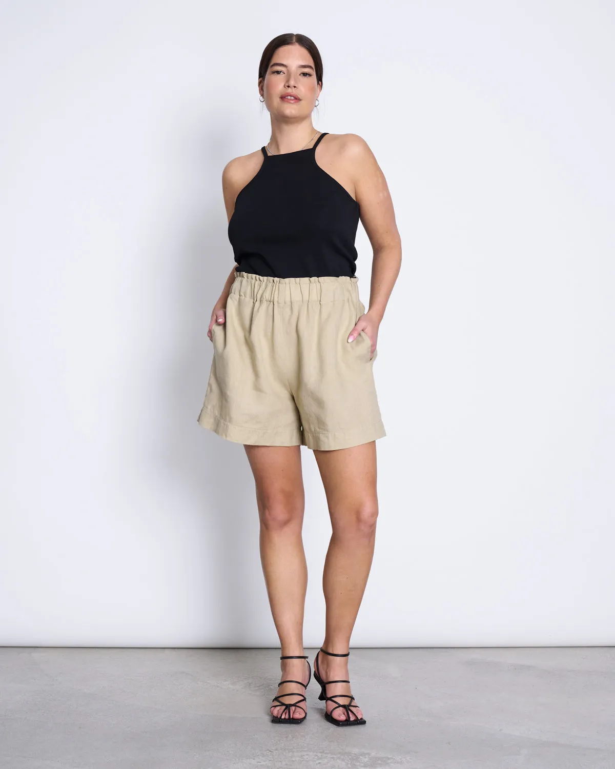 LINEN SHORTS TOURNAI SAND