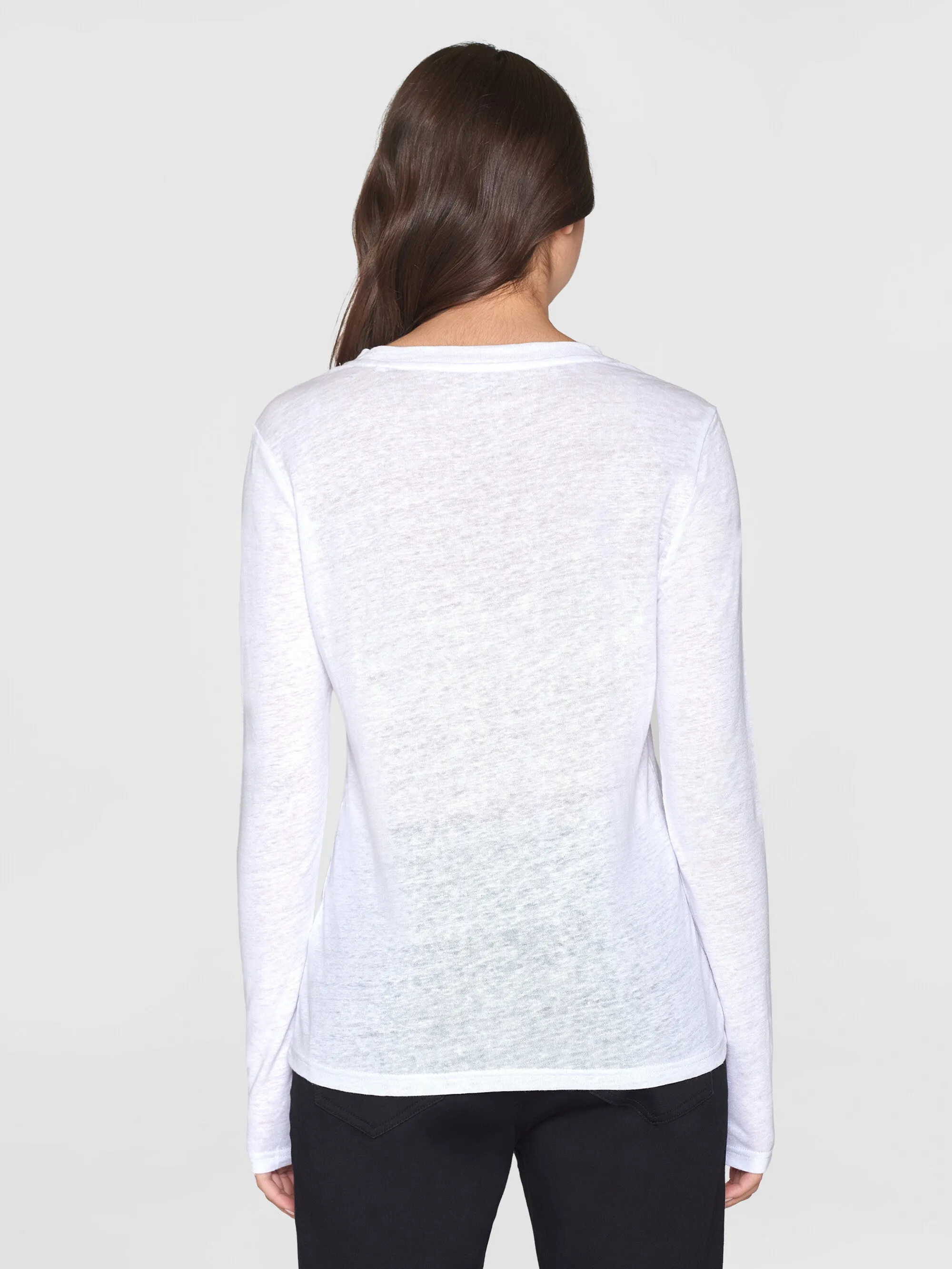 Long sleeve linen t-shirt - GOTS/Vegan - Bright White