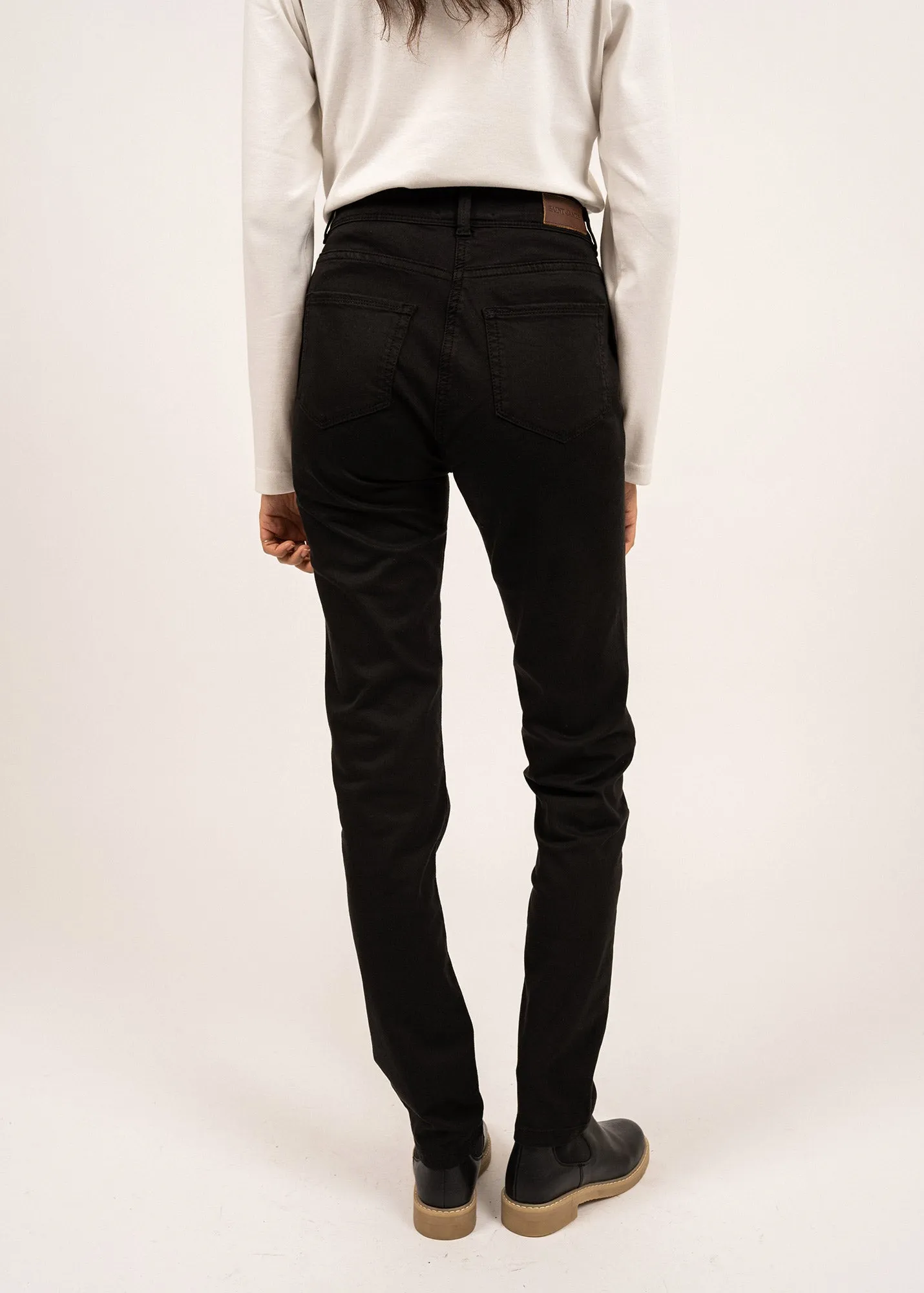 Mimosa high waist pants - slim fit, in stretch cotton (NOIR)