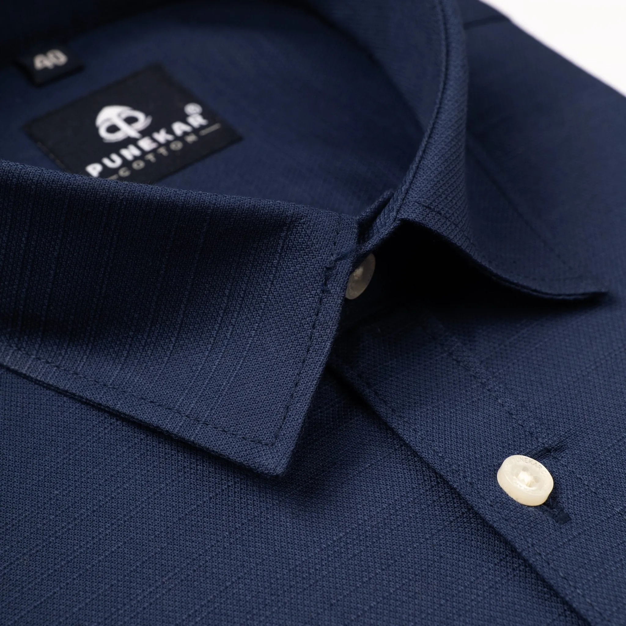 Navy Blue Color Cotton Linen Shirt For Men