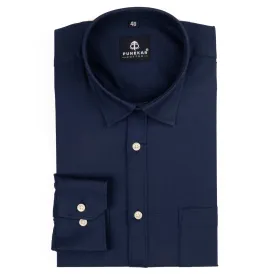 Navy Blue Color Cotton Linen Shirt For Men