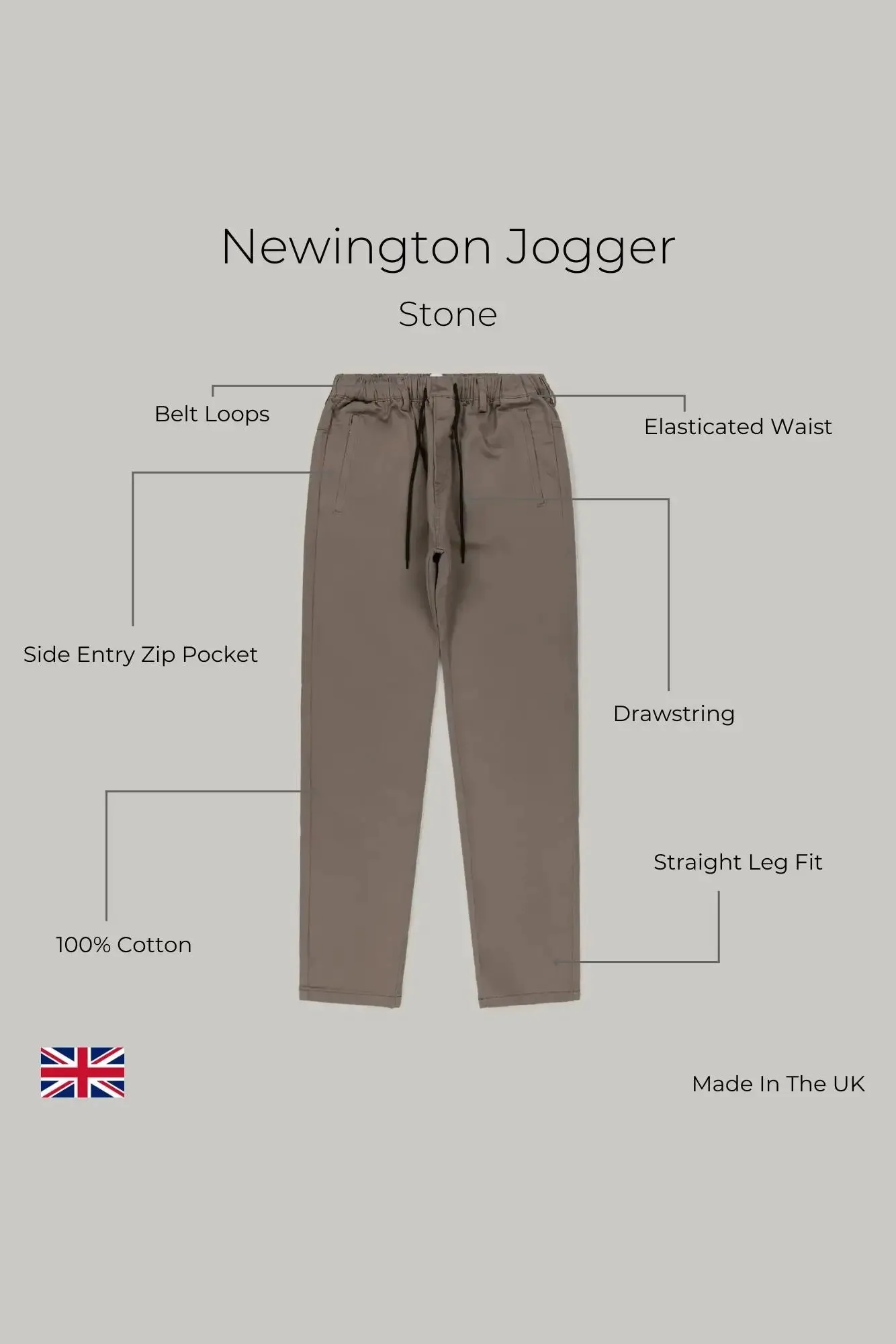 Newington Zip Joggers - Stone