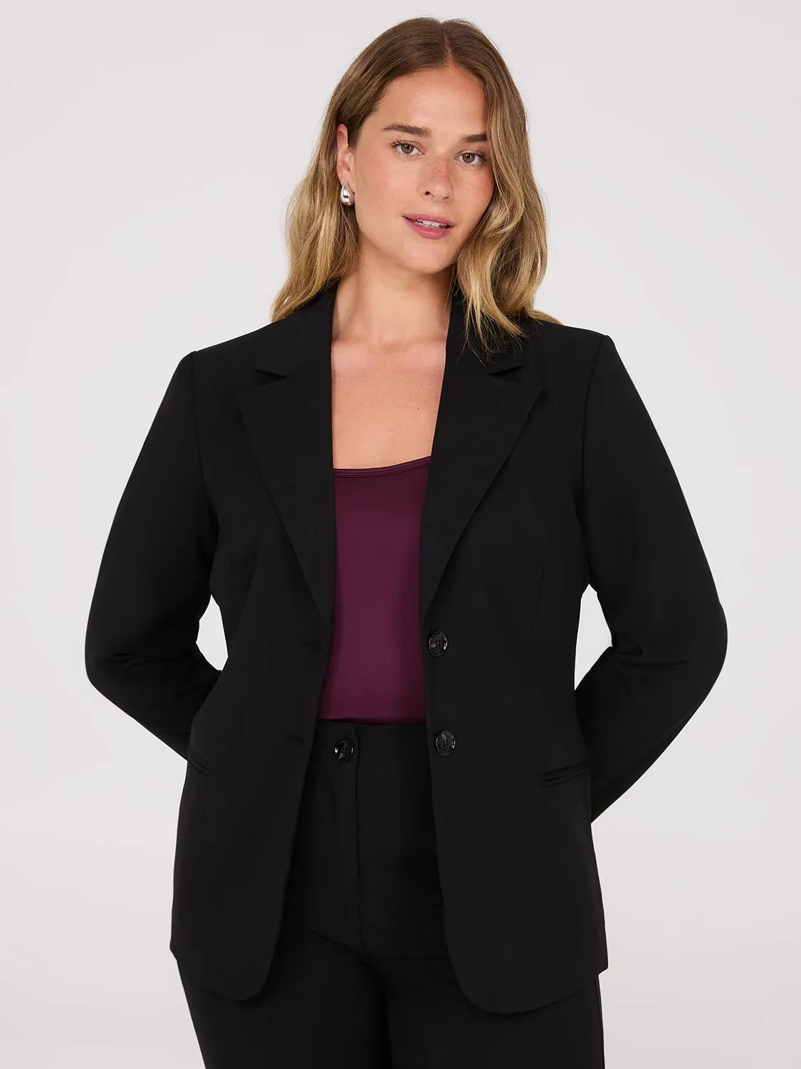 Notch Collar 2-Button Blazer