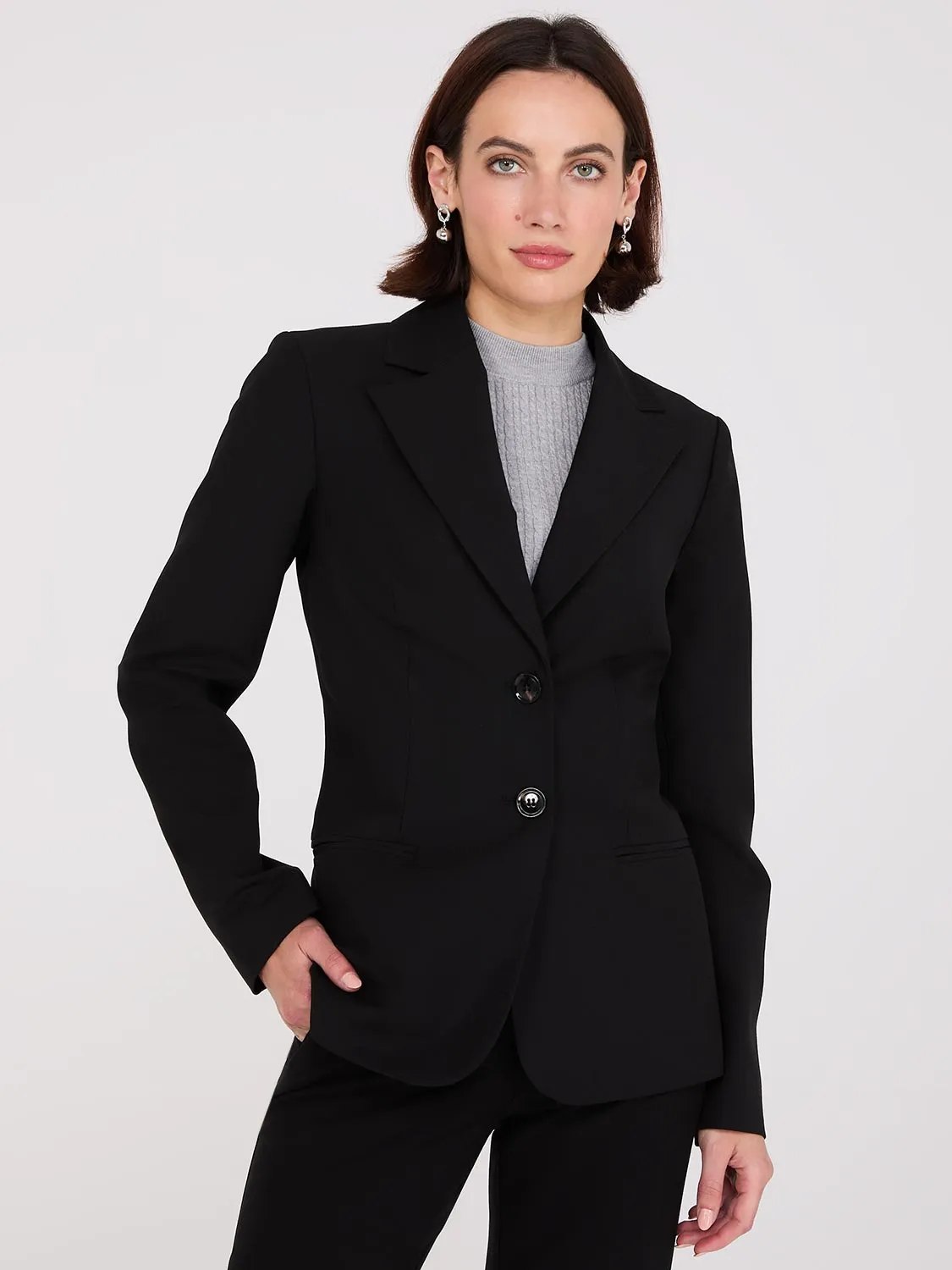 Notch Collar 2-Button Blazer