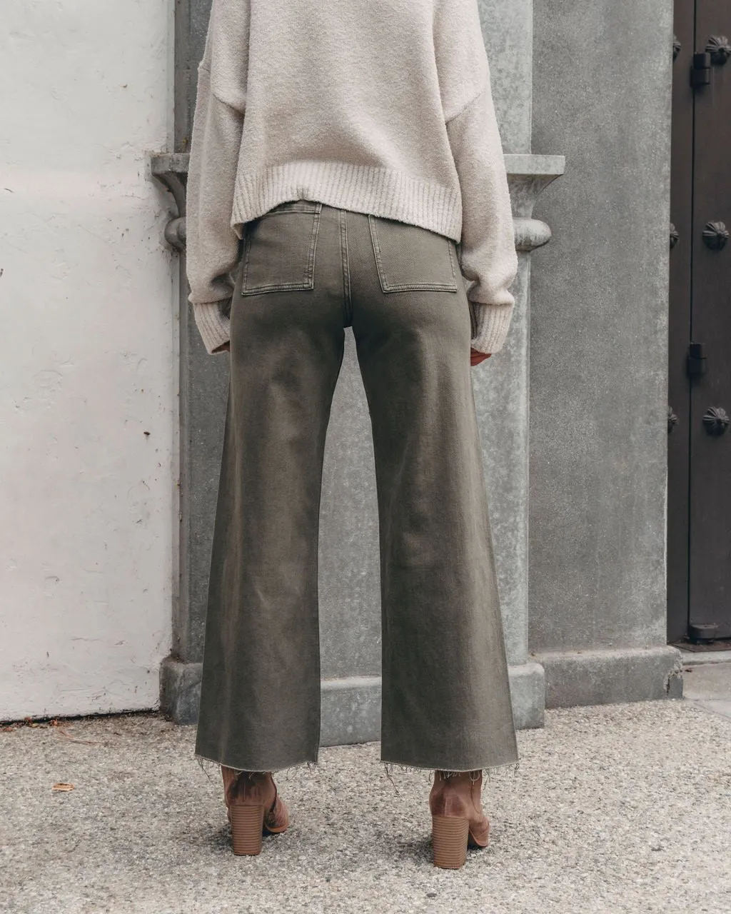 Olive Straight Wide Leg Pants