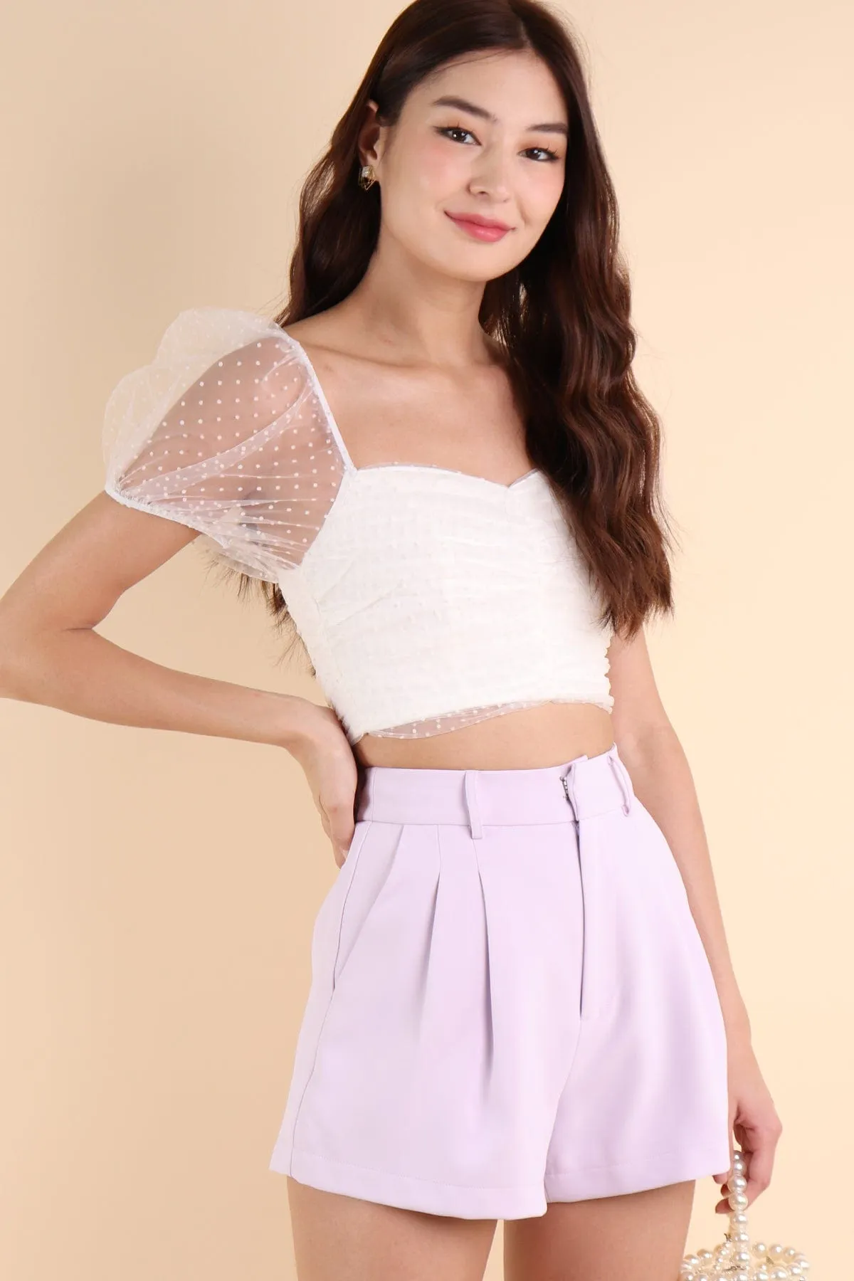 PAIGE A-LINE SHORTS IN LILAC