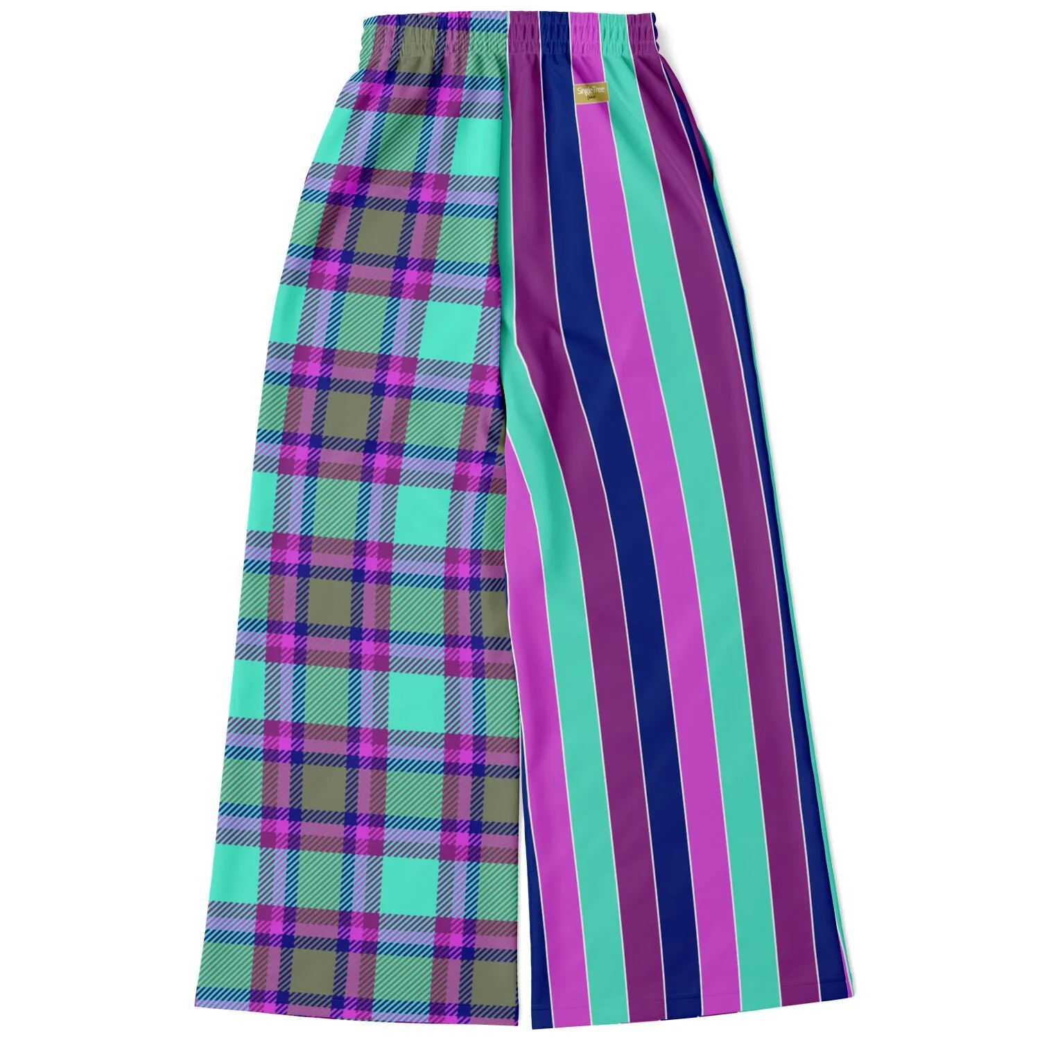 Purpalicious Plaid Rugby Stripe Eco-Poly Wide Leg Pants