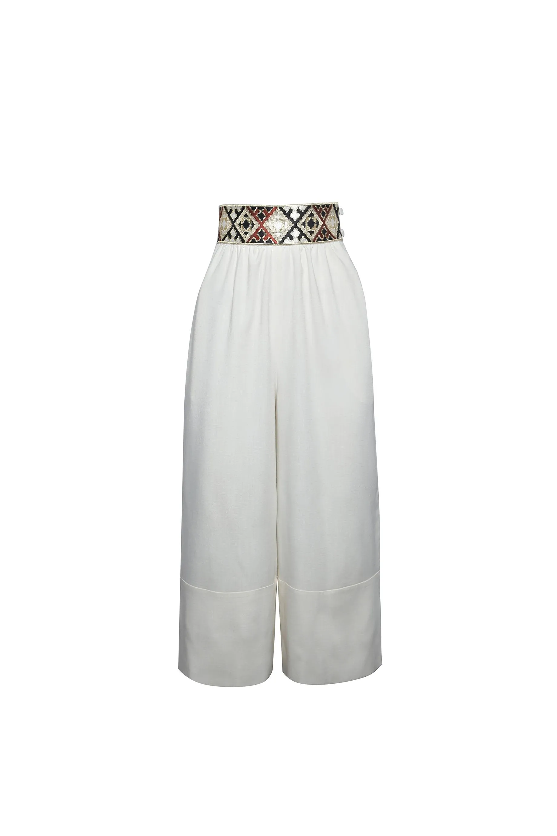 Raha Wide Leg Cropped Pants - White