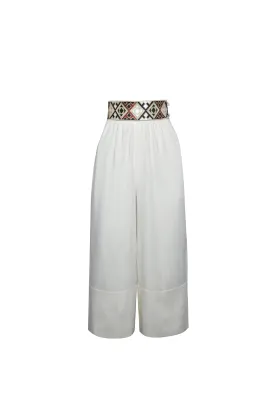 Raha Wide Leg Cropped Pants - White