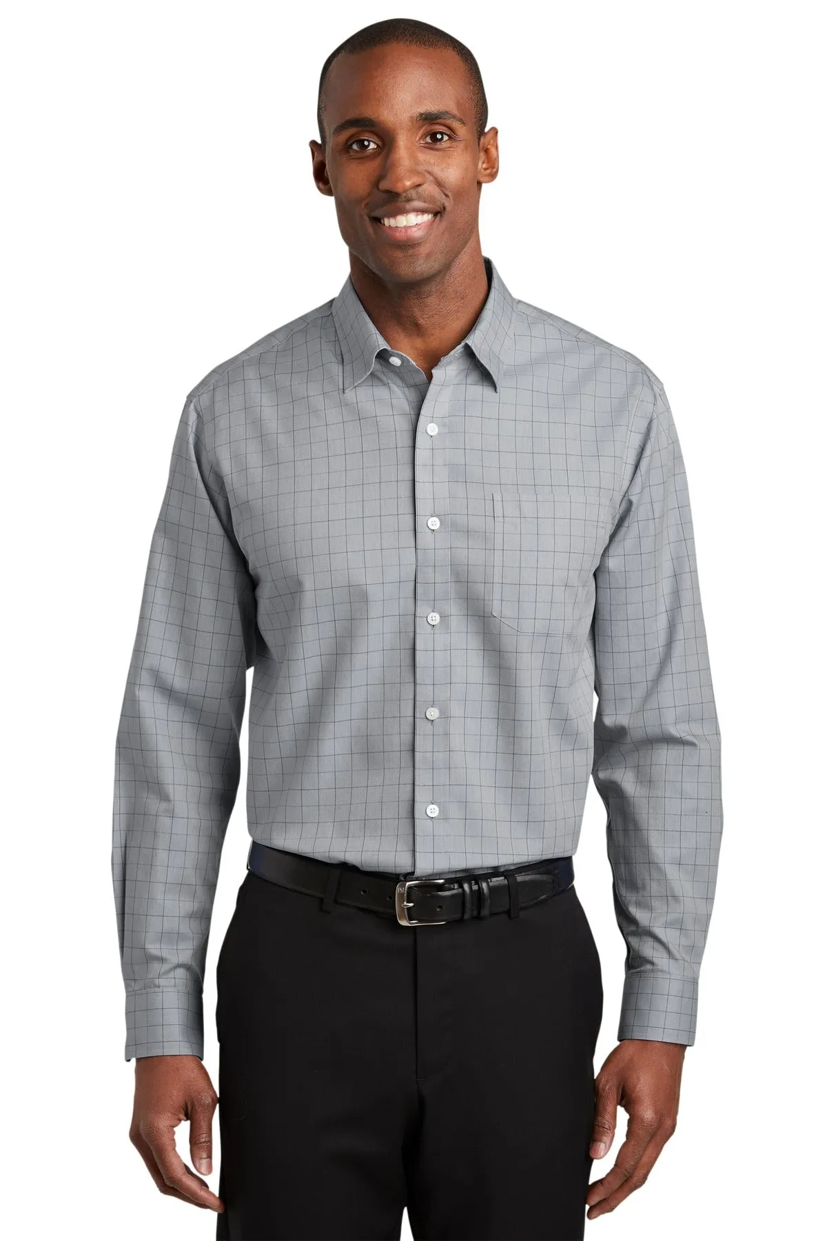 Red House® Windowpane Plaid Non-Iron Shirt. RH70