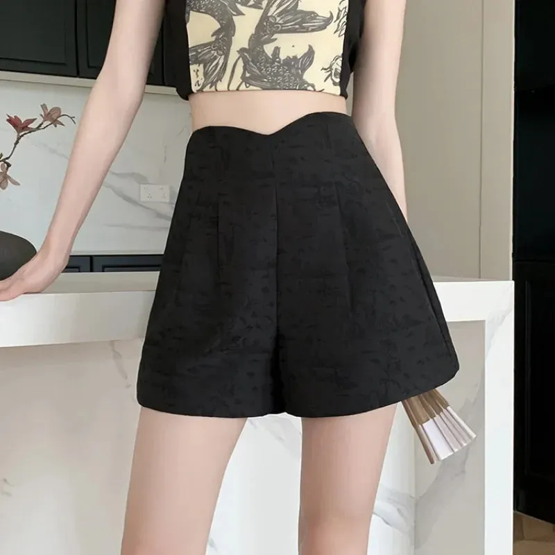 Retro Draped Wide-leg Casual A-line Shorts