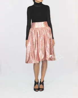 SAMPLE Charlotte Rose Gold Sequin Skirt (size 4, waist 28")