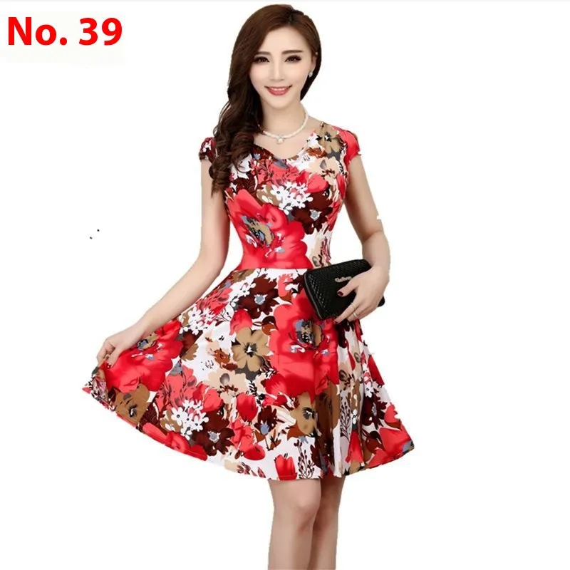 Short Sleeve Mid-length Summer Floral Skirt