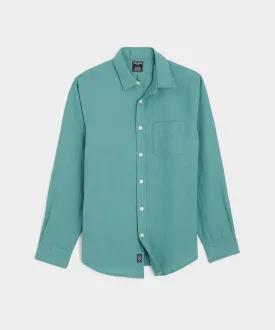 Slim Fit Sea Soft Irish Linen Shirt in Lagoon