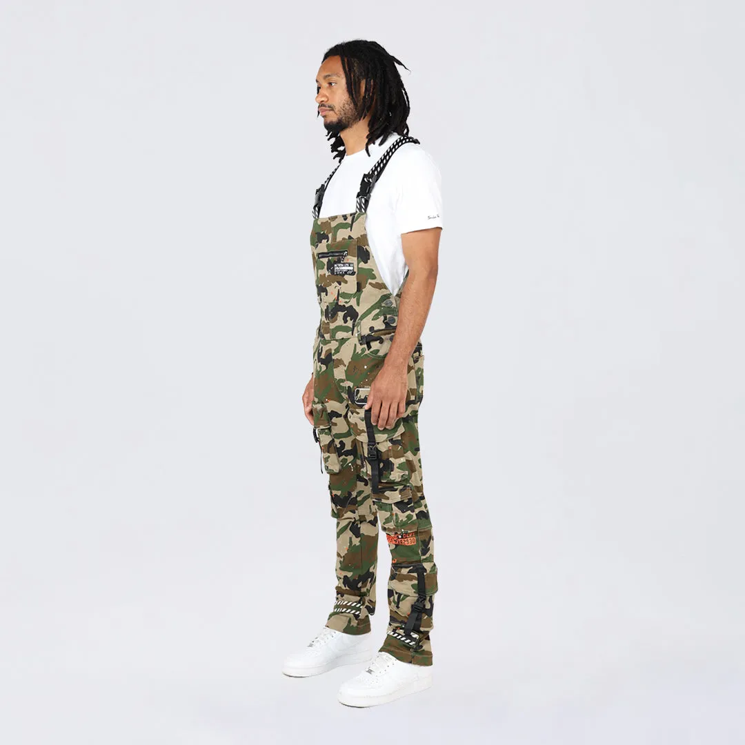 Slim Tapered Utility Twill Overalls - Wood Camo