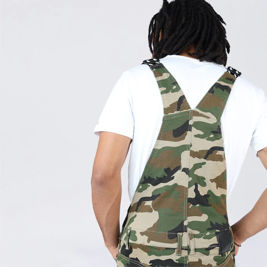 Slim Tapered Utility Twill Overalls - Wood Camo