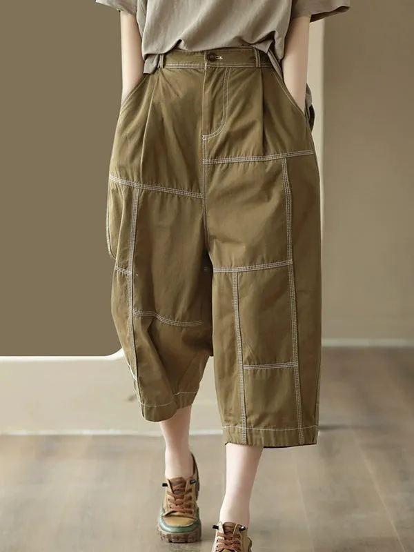 Split-Joint Loose Pants Cropped Trousers