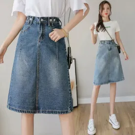 Summer Design Denim Skirt Mid-length