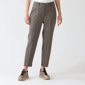 Taupe Techno Wool Tapered Pants