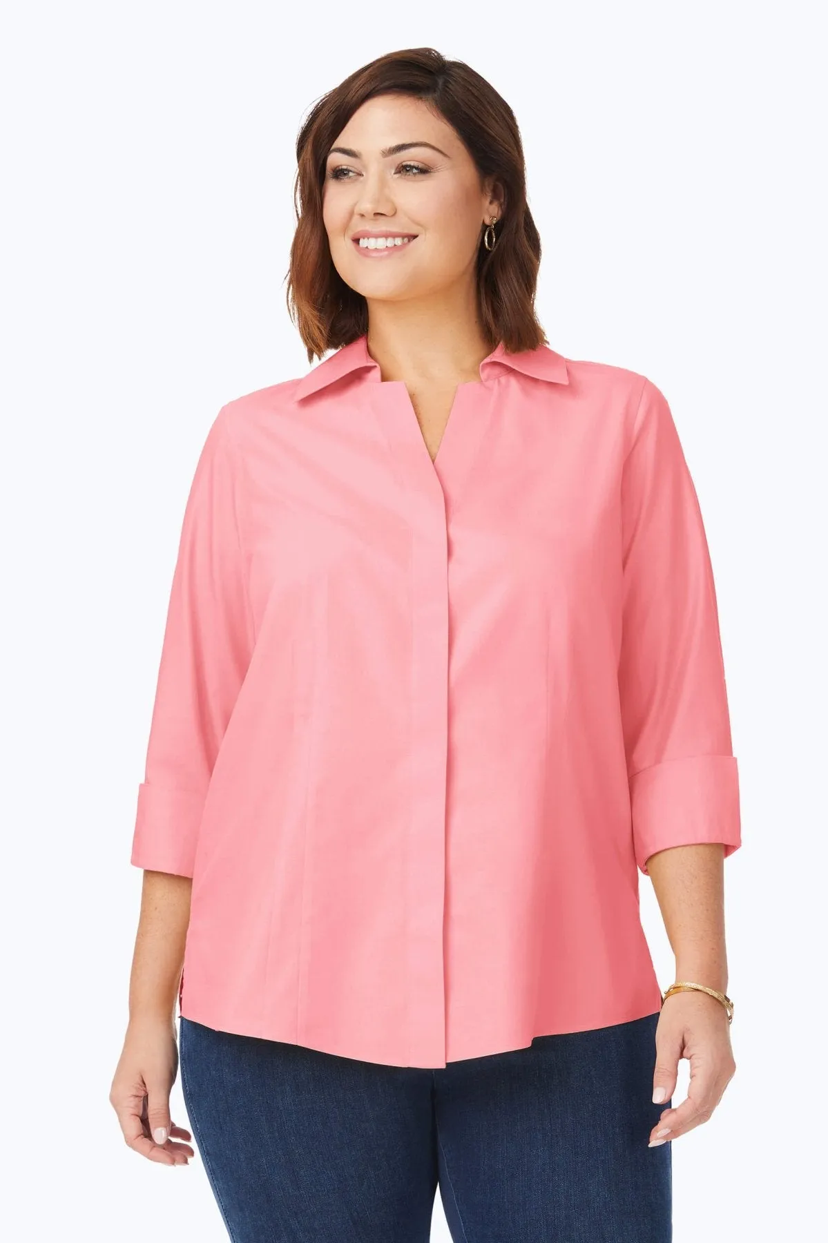 Taylor Plus Pinpoint No Iron 3/4 Sleeve Shirt