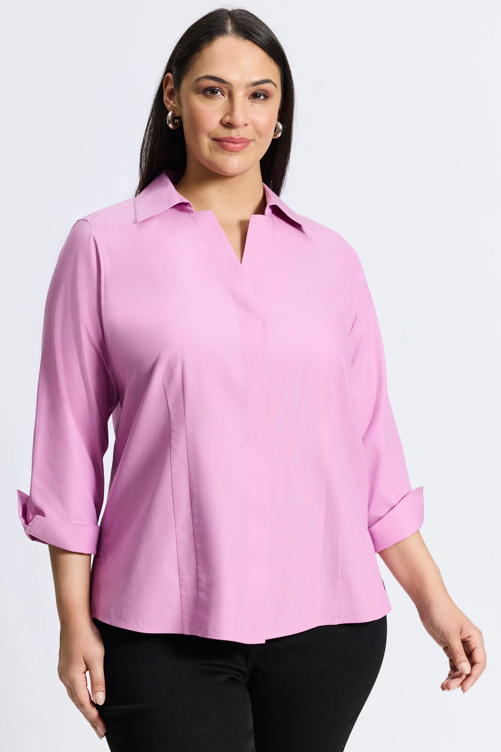 Taylor Plus Pinpoint No Iron 3/4 Sleeve Shirt