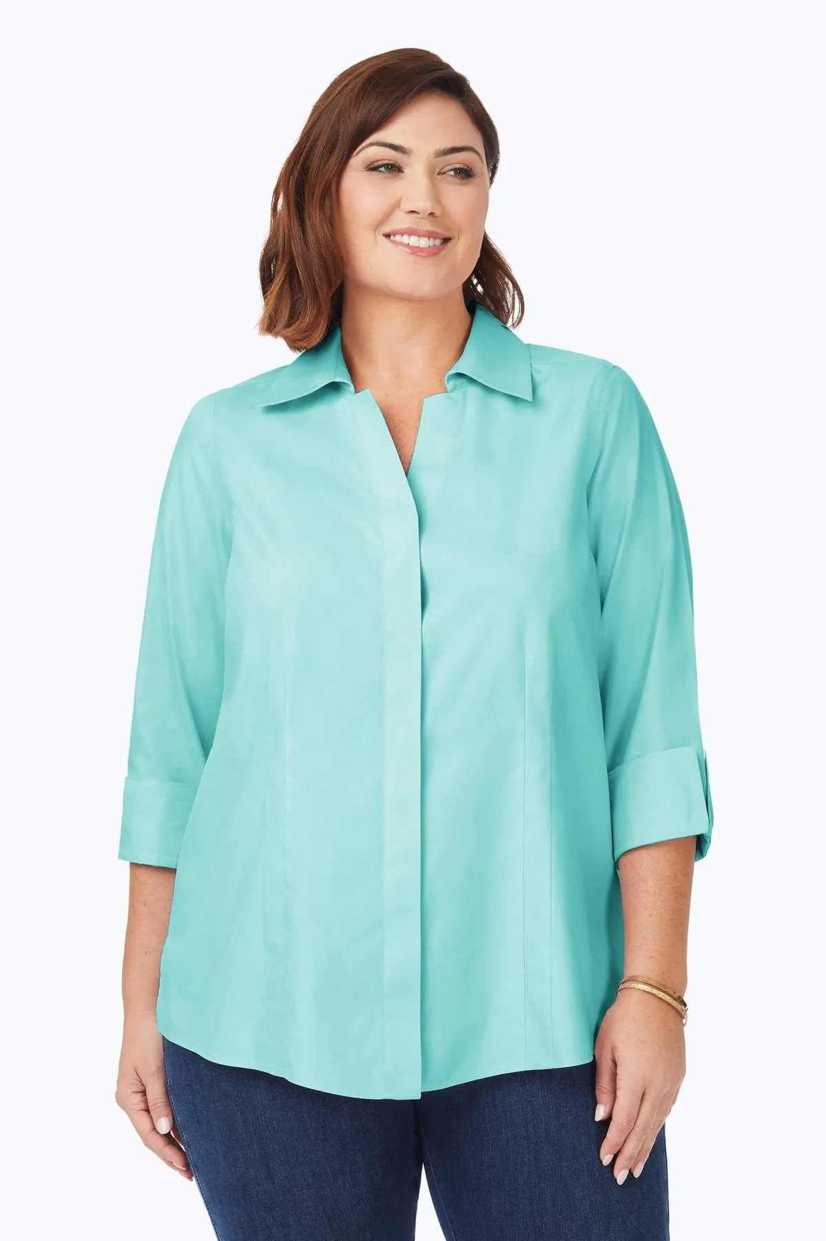 Taylor Plus Pinpoint No Iron 3/4 Sleeve Shirt