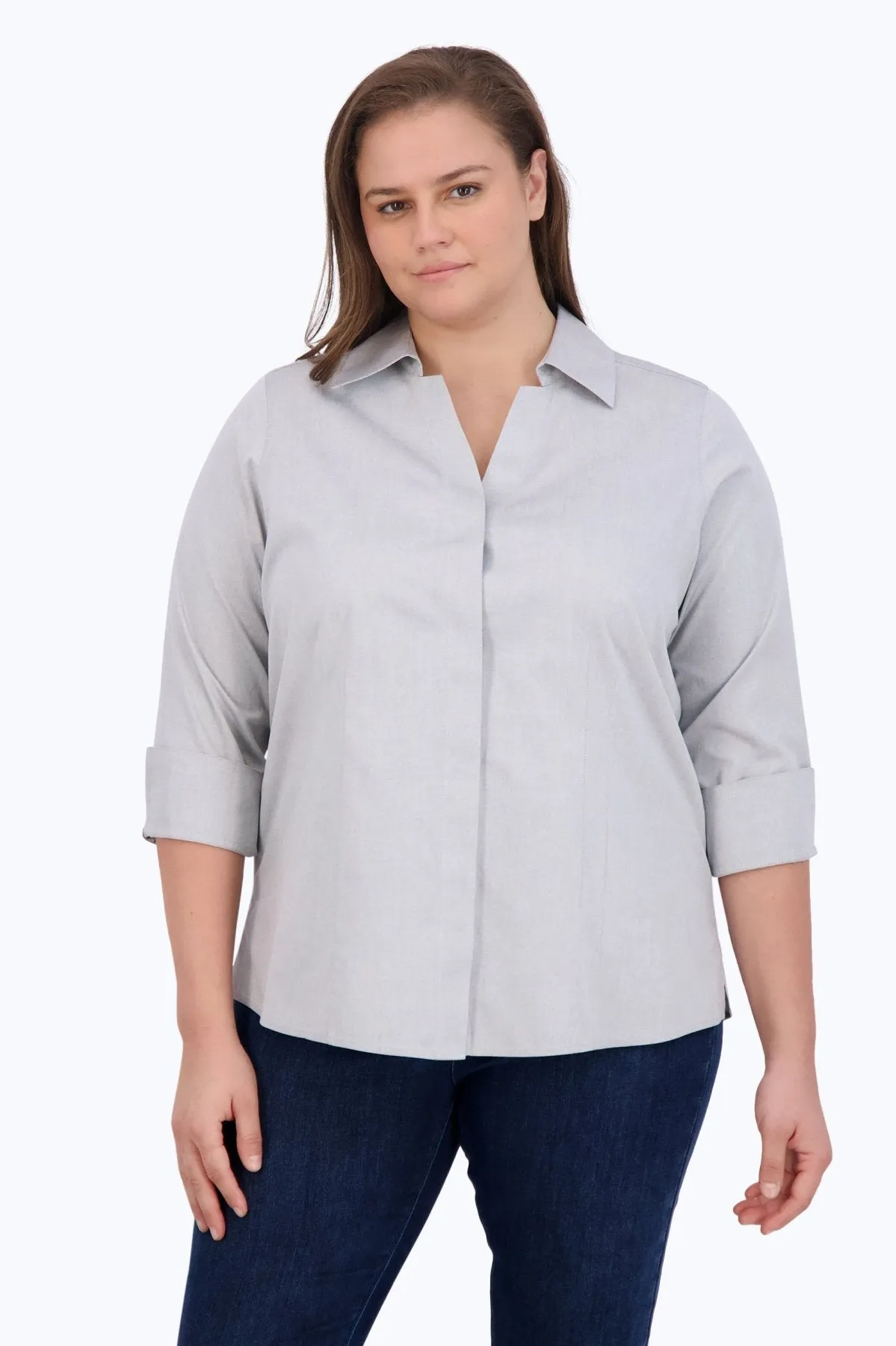 Taylor Plus Pinpoint No Iron 3/4 Sleeve Shirt