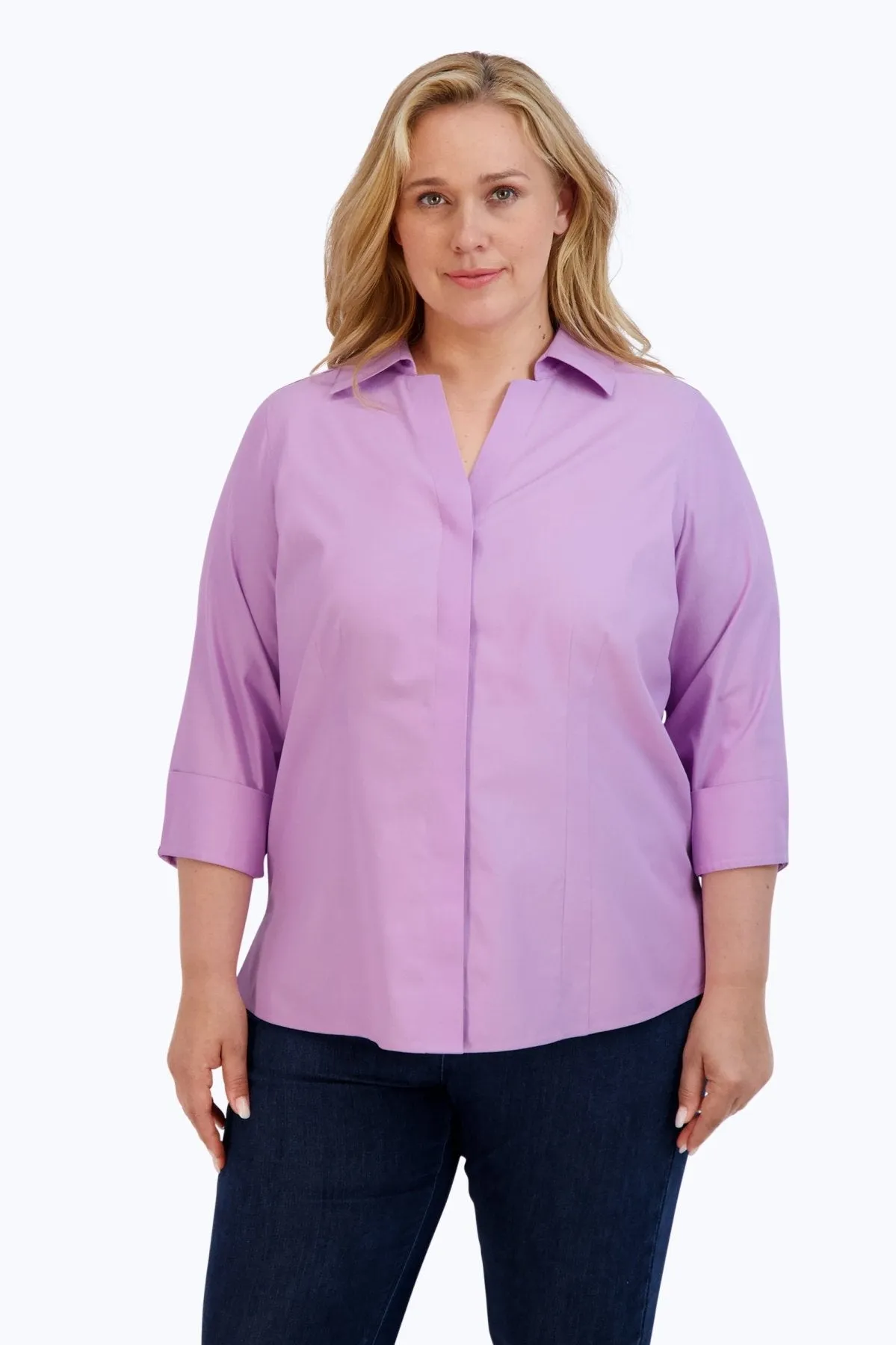 Taylor Plus Pinpoint No Iron 3/4 Sleeve Shirt