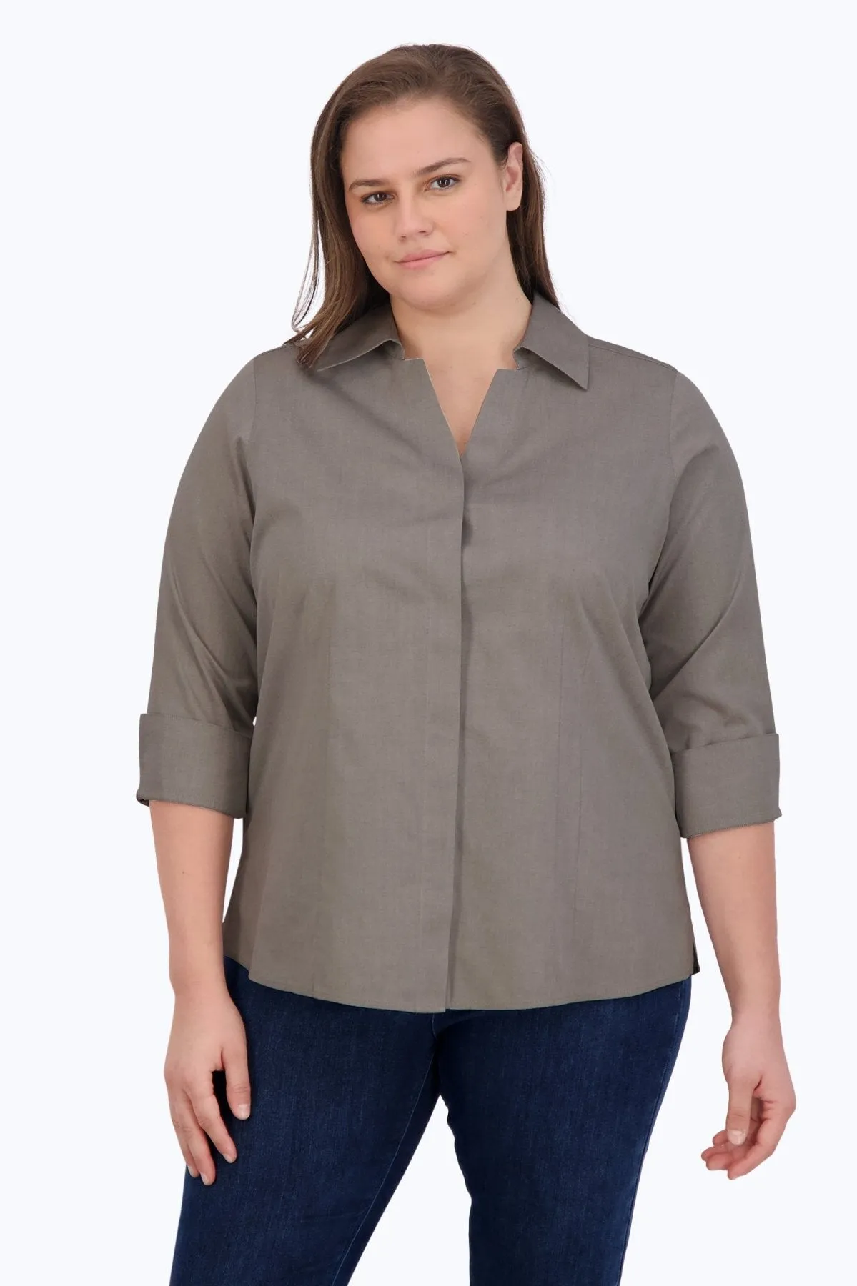 Taylor Plus Pinpoint No Iron 3/4 Sleeve Shirt