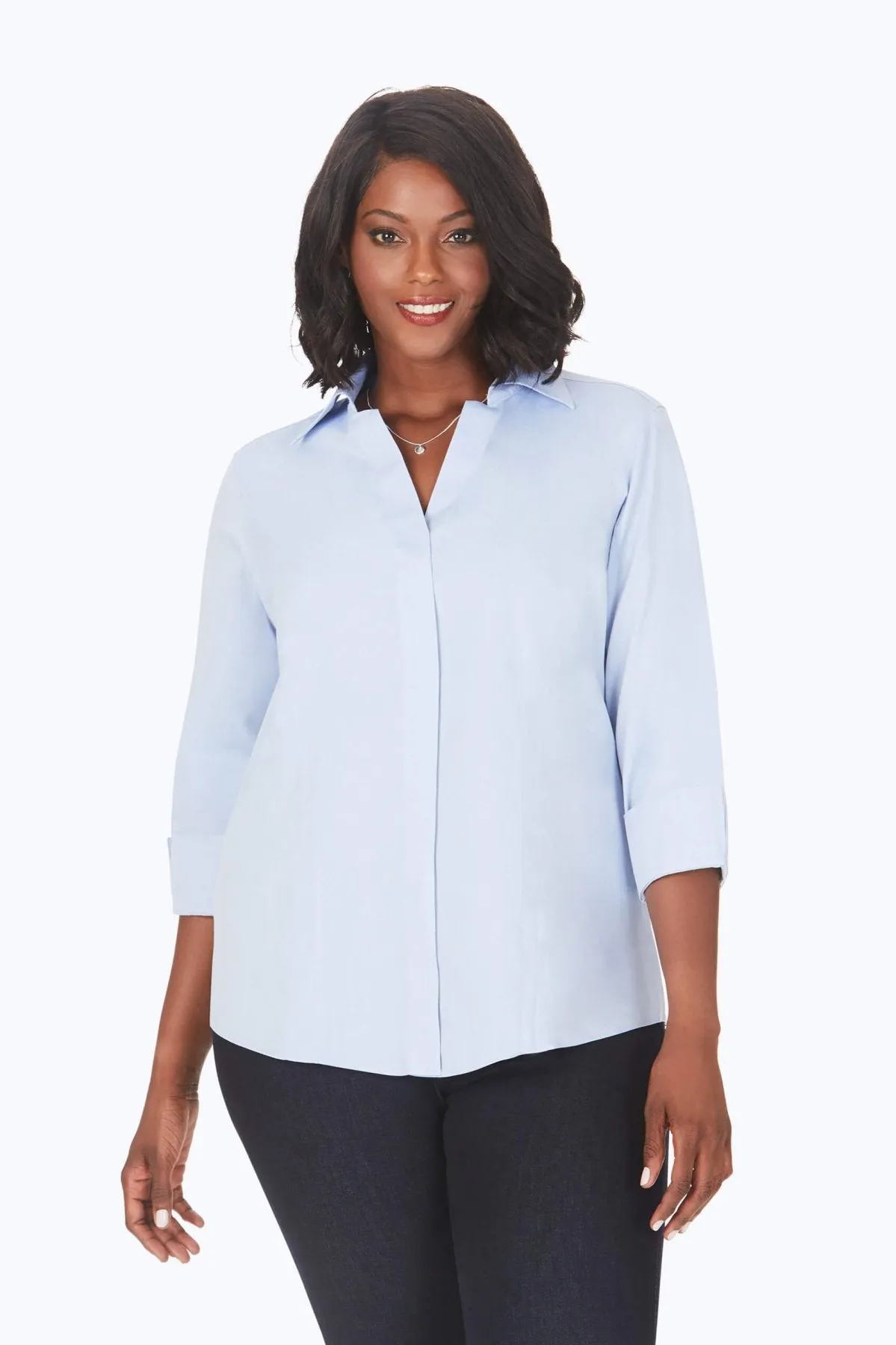 Taylor Plus Pinpoint No Iron 3/4 Sleeve Shirt