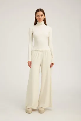 Vintage White Knit Wide Leg Pants