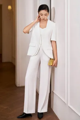 Vivienne Straight Side Pocket Gabardine Ankle Length Trousers