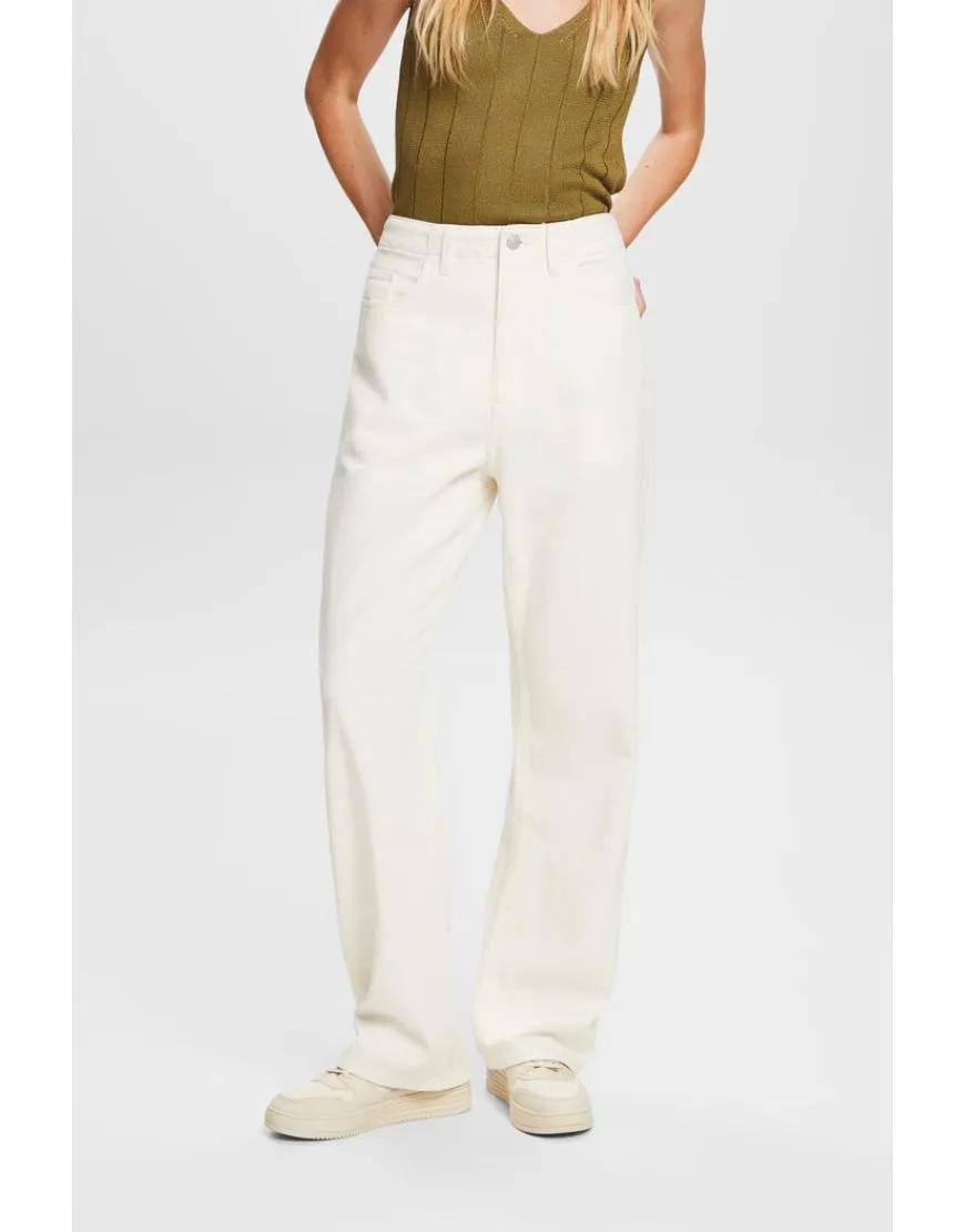 Wide leg twill Pants White