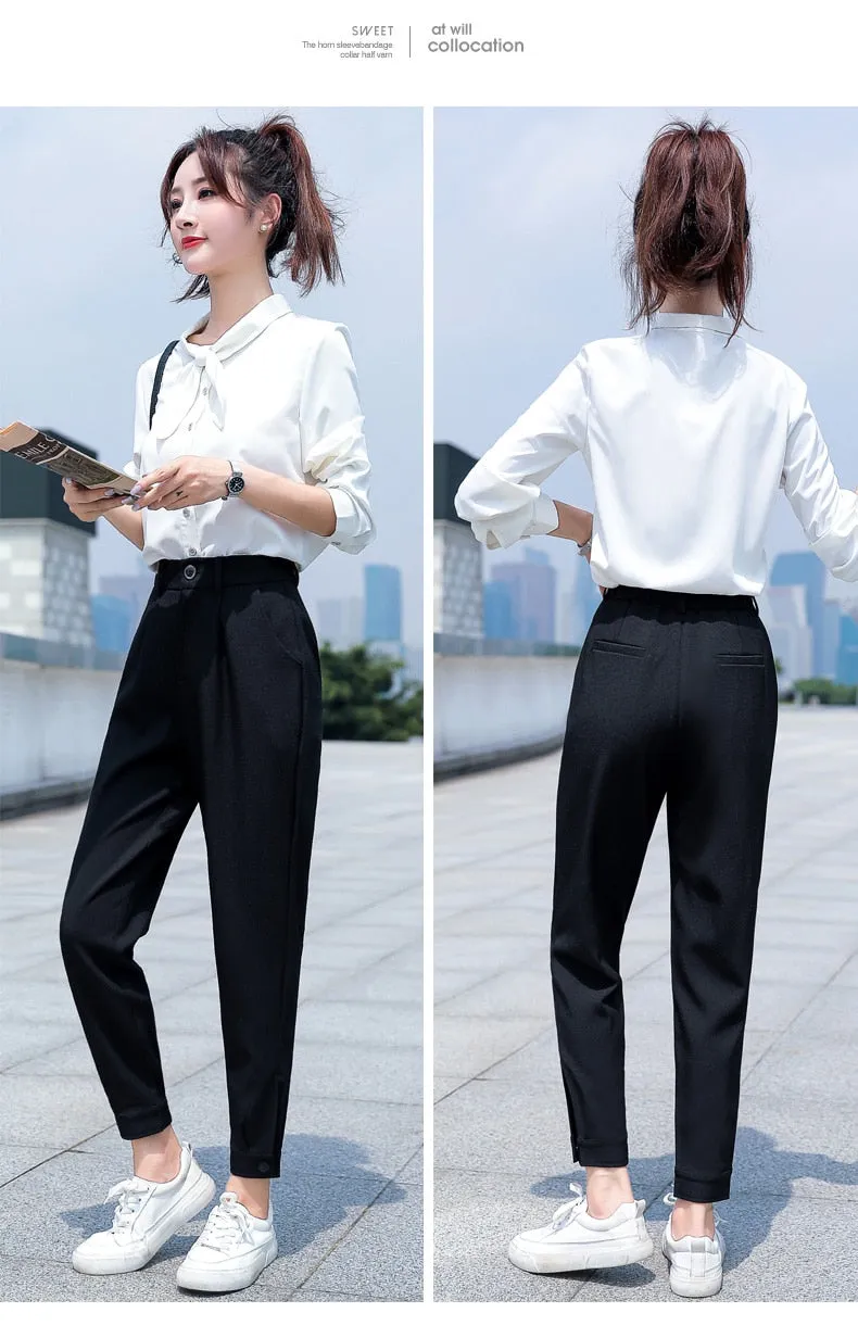 Wjczt Korean Casual Women'S Straight Tube 2022 Autumn Harlan Pipe Pants Are Versatile, Slim And Vertical, Formal 9-Point Trousers Lady