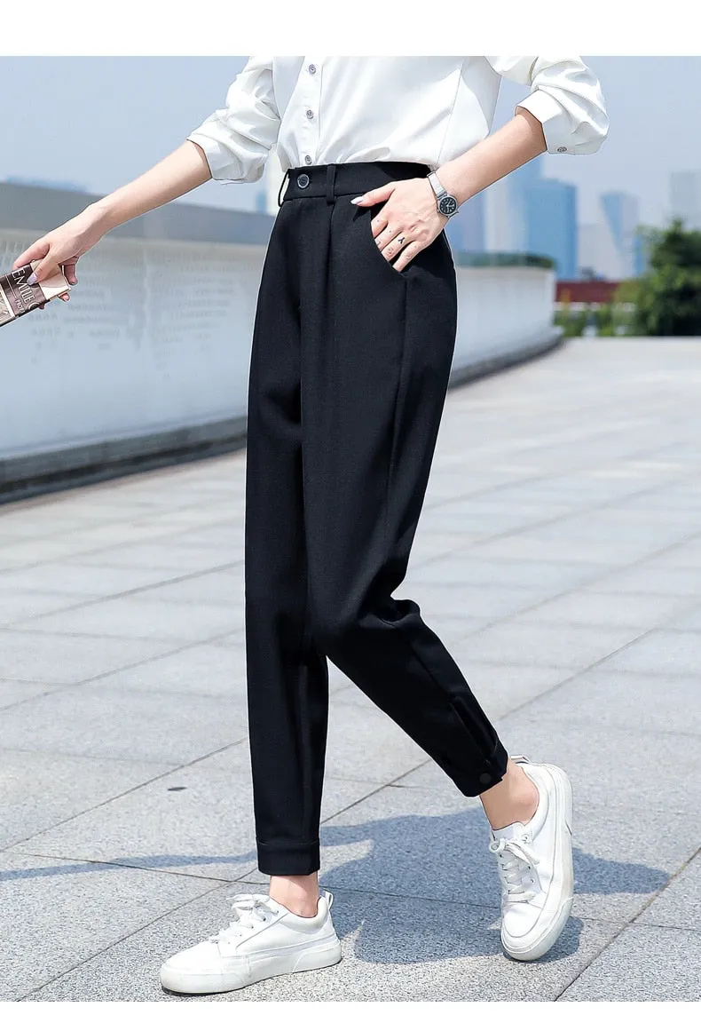 Wjczt Korean Casual Women'S Straight Tube 2022 Autumn Harlan Pipe Pants Are Versatile, Slim And Vertical, Formal 9-Point Trousers Lady