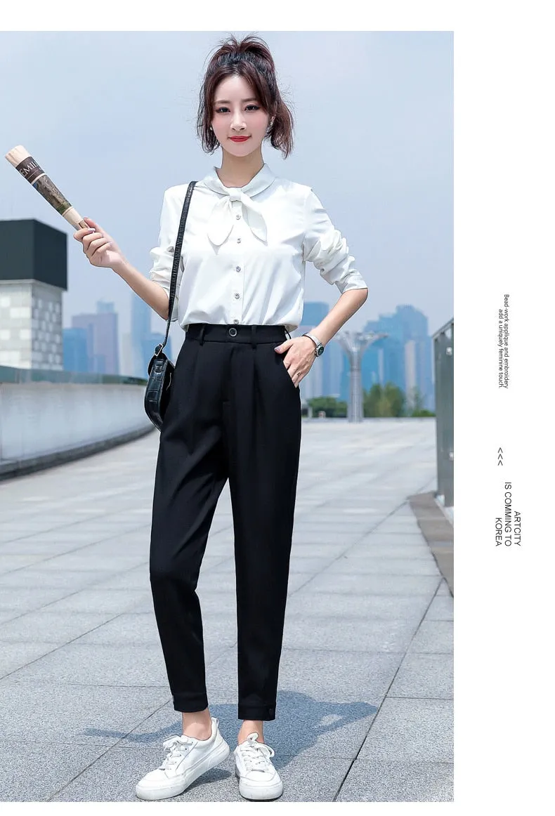 Wjczt Korean Casual Women'S Straight Tube 2022 Autumn Harlan Pipe Pants Are Versatile, Slim And Vertical, Formal 9-Point Trousers Lady